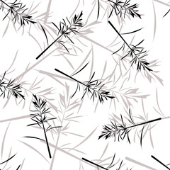Obraz premium Monotone wild grass seamless pattern