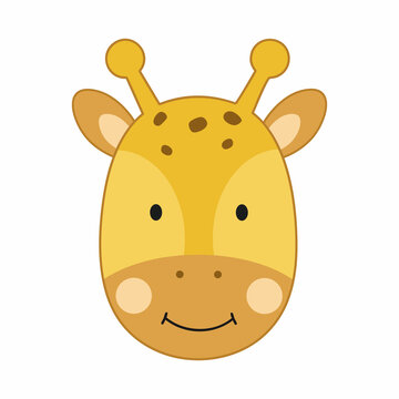 Giraffe face for a children's book with animals. Cute giraffe vector.