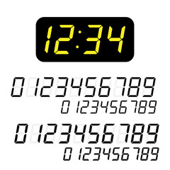 Set of numbers for the dial, displays, digital clock on a white background