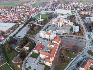 Hospital Dr. Tomislav Bardek in Koprivnica, Croatia. Eastern European hospital panoramic view.
