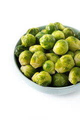 Set of brussel sprouts in a bowl isolated on white background