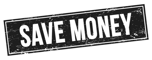 Fototapeta premium SAVE MONEY text on black grungy rectangle stamp.