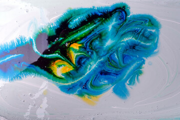 The colors of the aqueous ink are translucent. Abstract multicolored marble texture background