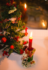 christmas tree and candle