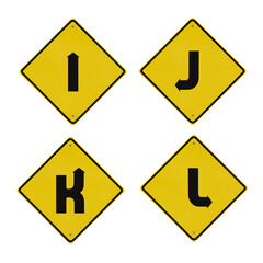 Warning roadsign alphabet - letters I-L