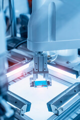 automatic robot for print circuit board (PCB)assembly machine during soldering or welding part at factory