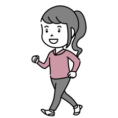 ウォーキングする女の子イラスト素材