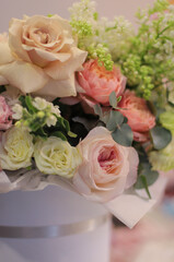 Flower composition. Macro photo. Wedding decor. A Beautiful bouquet of fresh flowers.