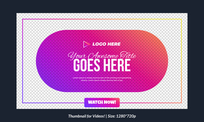 Editable single Thumbnail template for videos and all social platforms premium thumbnail for videos Editable Premium Vector, text Customizable Thumbnails fully customizable vector gradient thumbnail	