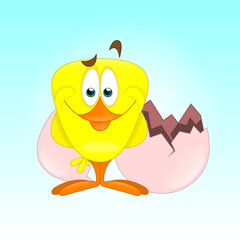 a cartoon of a just hatched easter chick