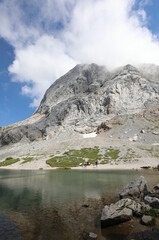 Alpine lake called VOLAIA in the border between Italy and Austri