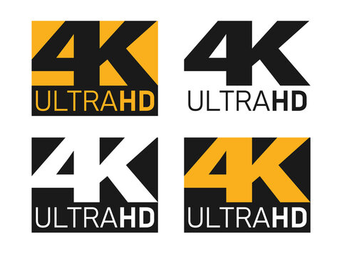 4k Ultra Hd icons set, UHD screen resolution