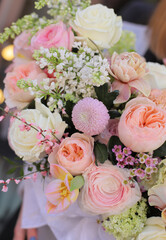 Flower composition. Macro photo. Wedding decor. A Beautiful bouquet of fresh flowers.