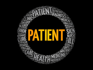 Patient word cloud collage, health concept background