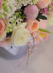Flower composition. Macro photo. Wedding decor. A Beautiful bouquet of fresh flowers.