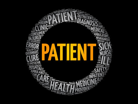 Patient word cloud collage, health concept background