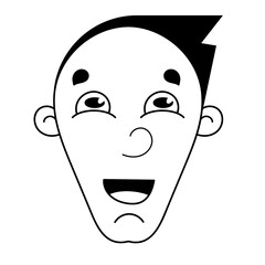 Male happy face in cartoon style