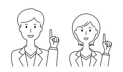 白衣を着て指差しで説明をする男女のベクターイラスト