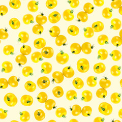 Fresh yellow cherry tomatoes. Chermi tomatoes. Tomatoes. Patern. Yellow