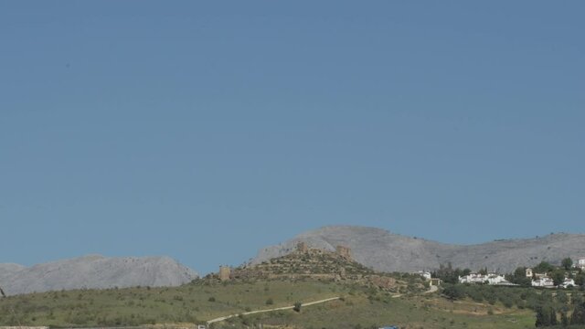 Panoramic view of remains of the old castle of Zalia, Alcaucin, Spain