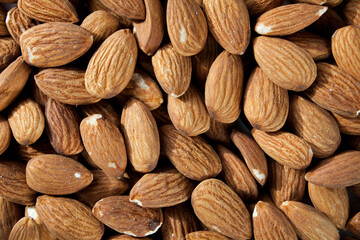 Closeup on a lot of almonds