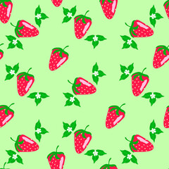 Seamless decorative pattern of strawberries Texture for fabric, wrapper, wallpaper.