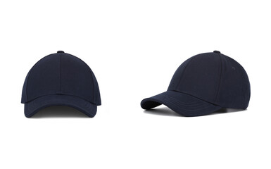 Black baseball cap. Front and side views