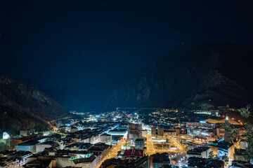 Fototapeta na wymiar night lanscape of Andorra la vella 