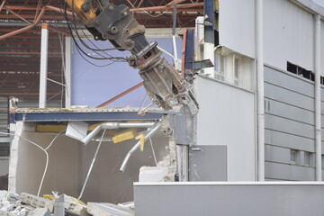 Demolition machines on a construction site