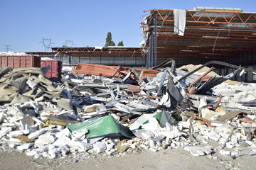 Demolition machines on a construction site