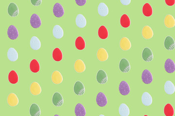 Creative easter pattern with colorful easter eggs gingerbread.  Sweet minimal concept