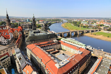 Fototapeta na wymiar The ancient city of Dresden - aerial view. Saxony, Germany, Europe.