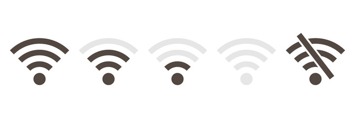 Wi-fi icon set. Wireless technology collection. Wifi pictogram group. Vector isolated on white background