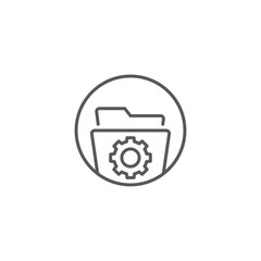 Folder settings with gears icon isolated on white background. Software update, transfer protocol, teamwork tool management. Set icons colorful. Vector Illustration