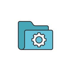 Obraz premium Folder settings with gears icon isolated on white background. Software update, transfer protocol, teamwork tool management. Set icons colorful. Vector Illustration