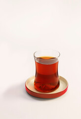 glass of tea with traditional Turkish tea glass