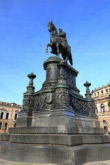 The statue of King Johann from Saxony by the Semperoper. Dresden, Germany, Europe.
