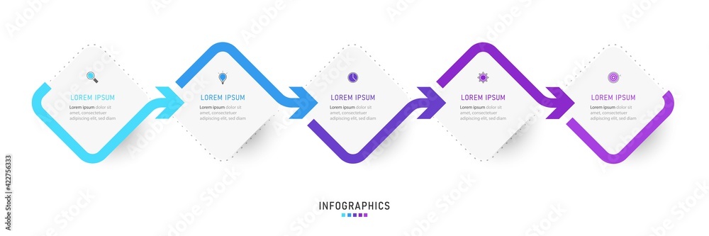 Wall mural vector infographic label design template with icons and 5 options or steps. can be used for process 
