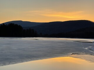 Sunrise reflection over a lake