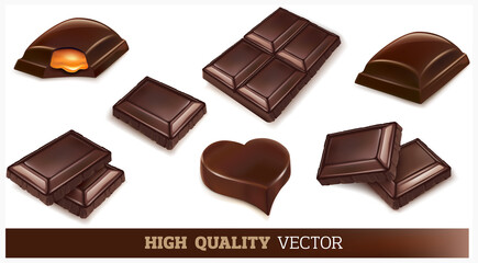 chocolate bars isolated on white background