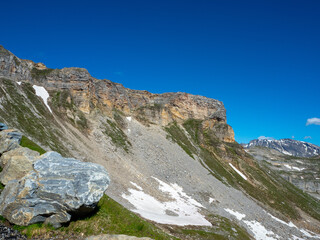 View of the countryside and valley of Austria in the Alps on Road to Großglockner Grossglockner National Park.
