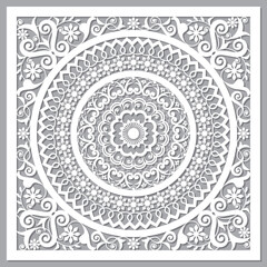 Traditional Moroccan vector openwork mandala design inspired by the old carved wood wall art patterns from Morocco - obrazy, fototapety, plakaty