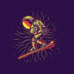 t shirt design astronauts get ready to surfing illustration