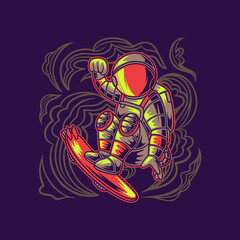 t shirt design astronauts the waves in style surfing illustration
