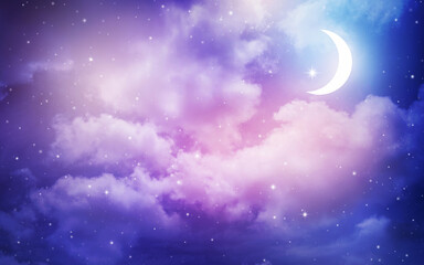 Obraz na płótnie Canvas Night sky and moon,Ramadan Kareem.