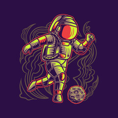 t shirt design astronaut herd the moon football illustration