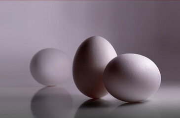 Two eggs.Black and white still life .Easter. Natural healthy food and organic farming concept