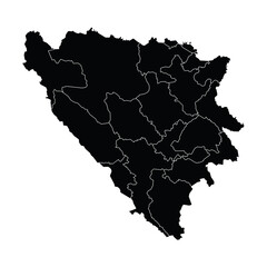Bosnia country map vector with regional areas