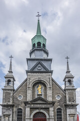 Fototapeta na wymiar The Notre-Dame-de-Bon-Secours Chapel (Our Lady of Good Help) in Old Montreal, one of oldest churches in Montreal, it built in 1771 over the ruins of an earlier chapel. Montreal, Quebec, Canada.