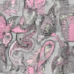 Vector image with imitation of grunge datamoshing texture.